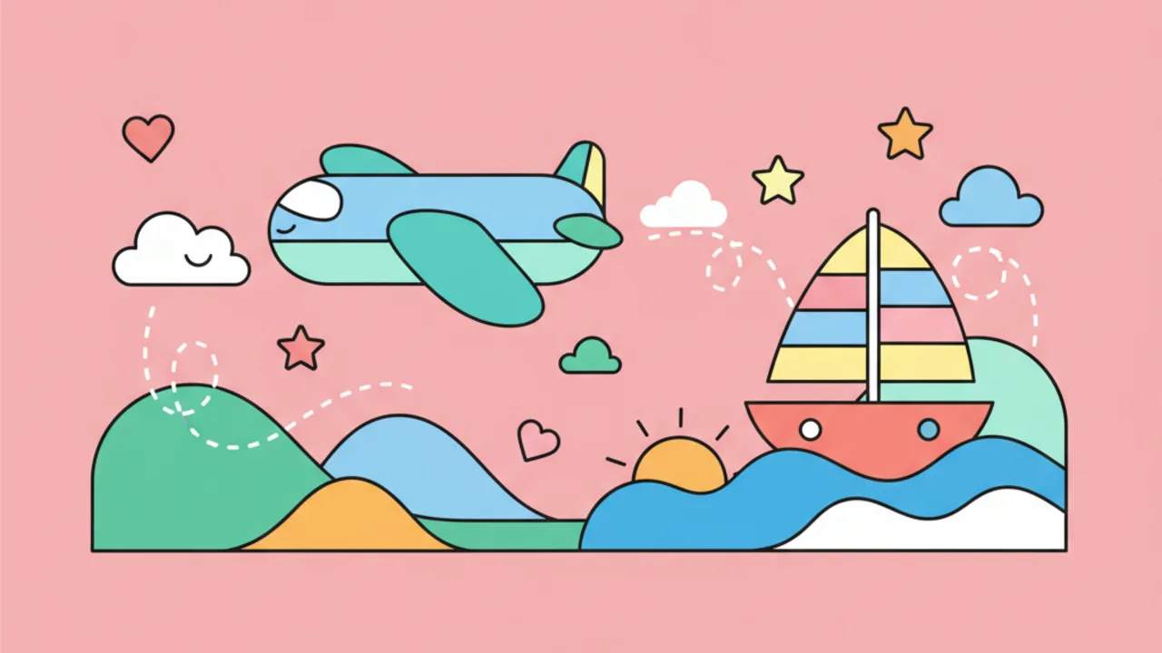Desenhos Fofos de Aviões e Barcos para Colorir Grátis