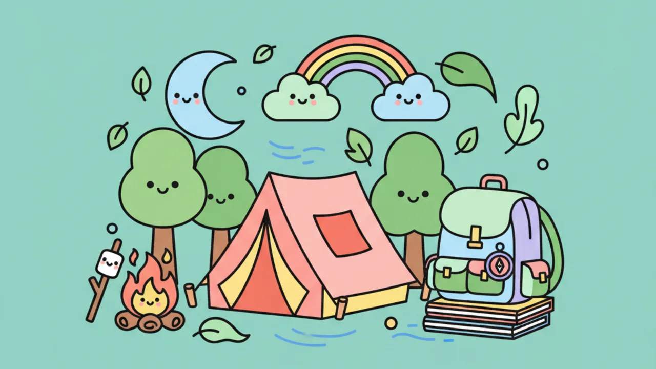 Páginas de Colorir Natureza e Acampamento Kawaii