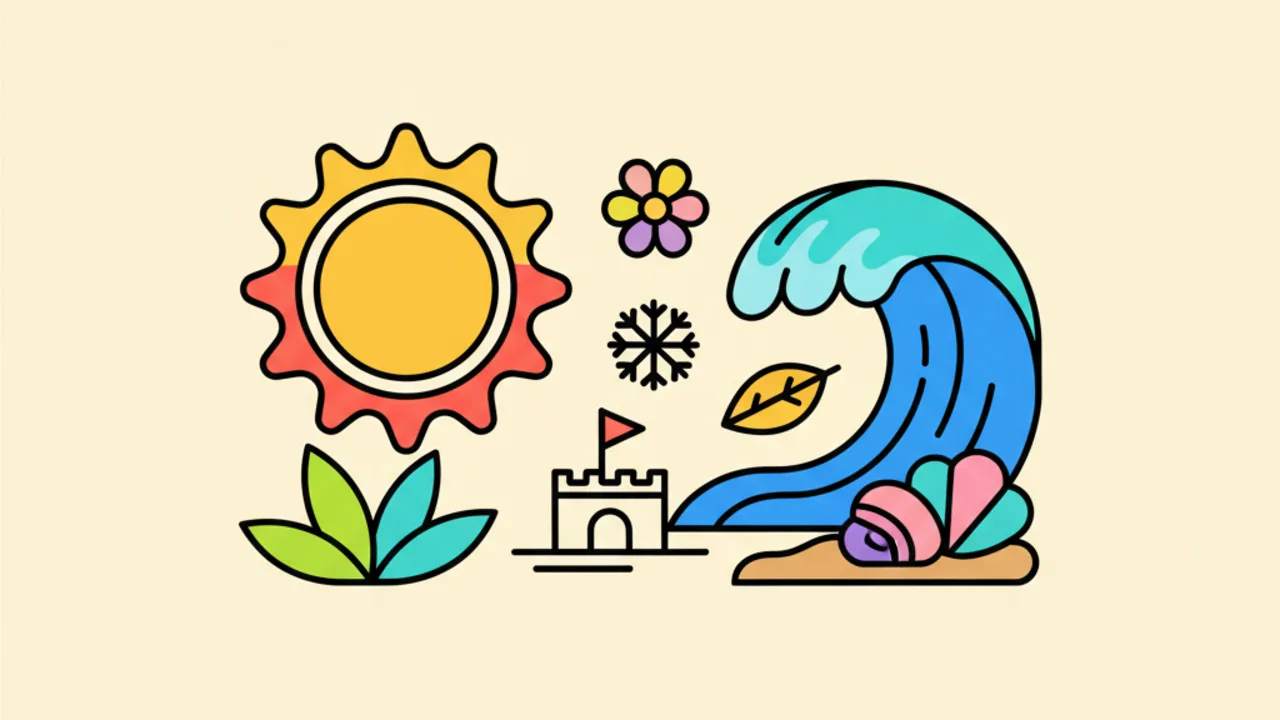 Line Art de Verão e Praia: Desenhos Grátis para Colorir