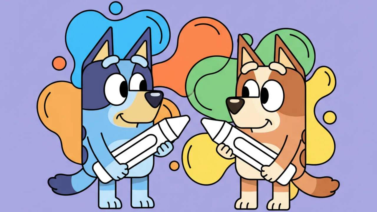 Bandit e Chili para Colorir: Desenhos da Família Bluey
