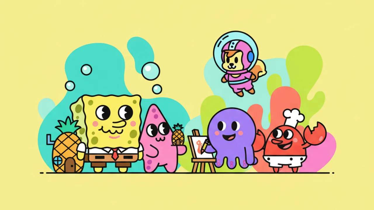 Páginas de Colorir Personagens da Fenda do Biquíni Fofinhos