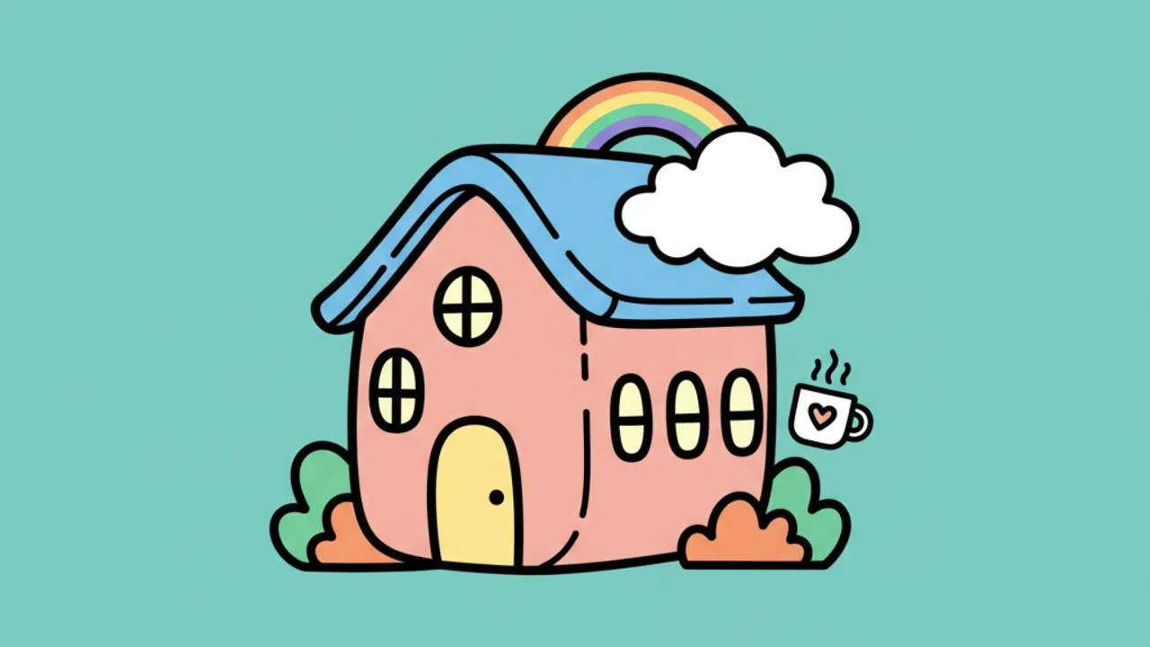 Casinha Kawaii para Colorir: Desenhos Fofos e Aconchegantes