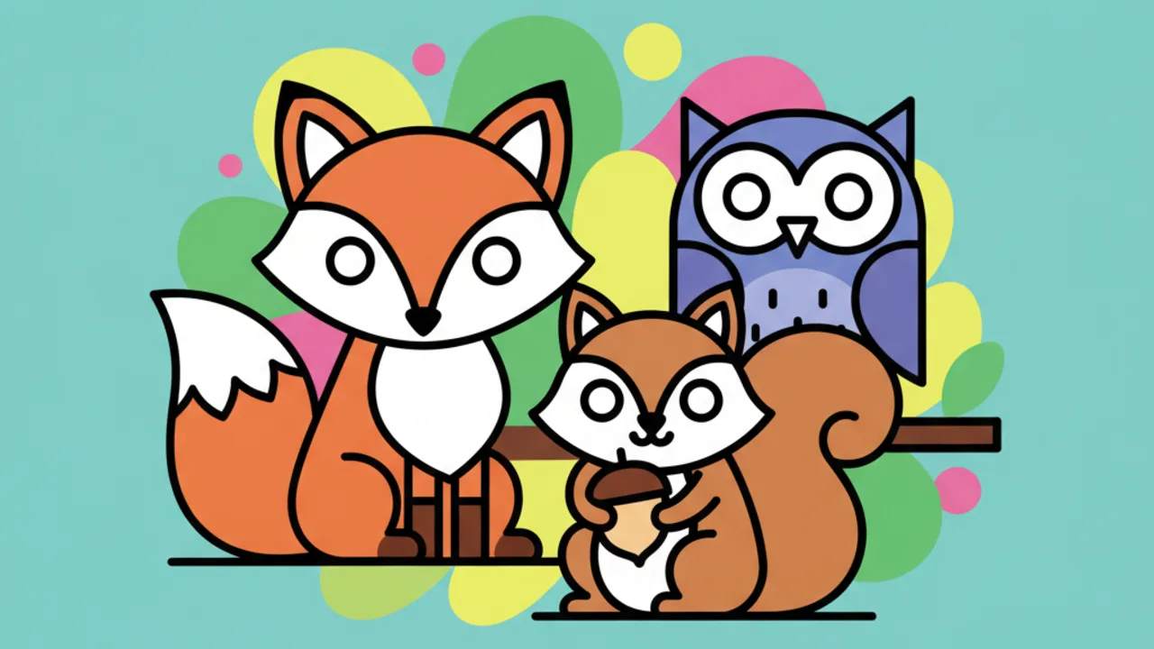 Desenhos fofos de bichinhos do bosque para pintar