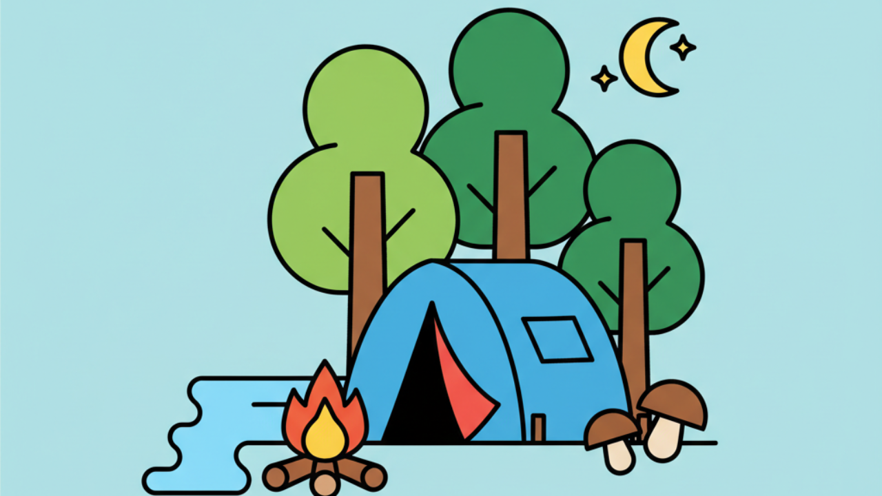 Desenhos Educativos de Acampamento na Floresta para Colorir