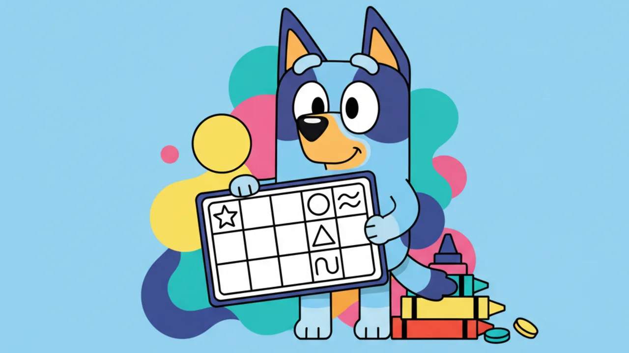Bingo de Bluey para Colorir: Guia de Desenhos Educativos