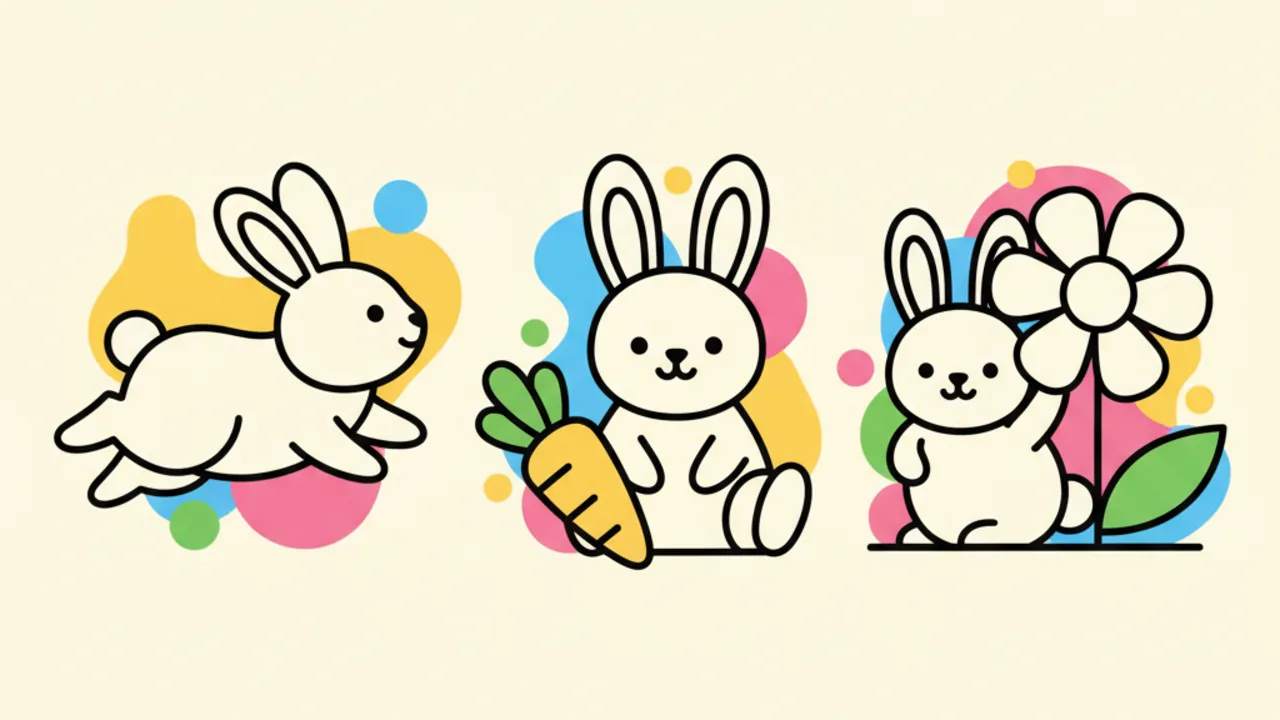 Desenhos de Coelhinhos Fofos: Páginas de Colorir para Crianças