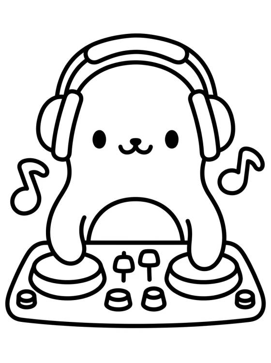 Desenho de DJ Rantantan com Fones de Ouvido para colorir e imprimir grátis