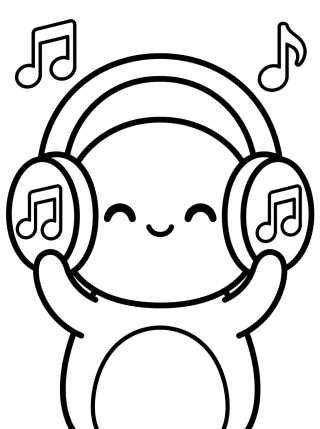 Desenho de DJ Rantantan com Fones de Ouvido para colorir e imprimir grátis