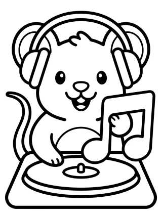 Desenho de DJ Ratifato com seus Fones de Ouvido para colorir e imprimir grátis