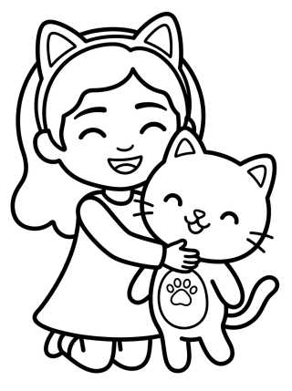 Gabby e Pandy Gato Sorrindo para colorir Desenho de Gabby e Pandy Gato Sorrindo para colorir e imprimir grátis
