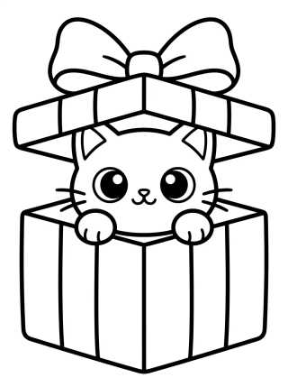 Desenho de Gatuno com Caixa de Surpresa para colorir e imprimir grátis