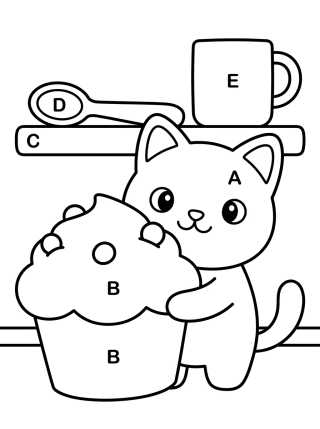 Desenho de Kit-Gato na Cozinha Mágica para colorir e imprimir grátis