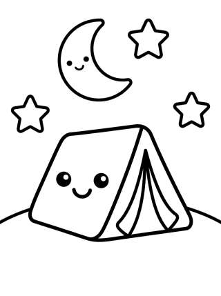 Coleção de desenhos para colorir: Acampamento Divertido