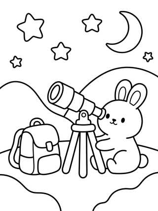 Desenho de Coelhinho Observando as Estrelas para colorir e imprimir grátis