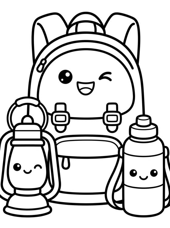Mochila de Aventura e Equipamentos Fofos para colorir Desenho de Mochila de Aventura e Equipamentos Fofos para colorir e imprimir grátis