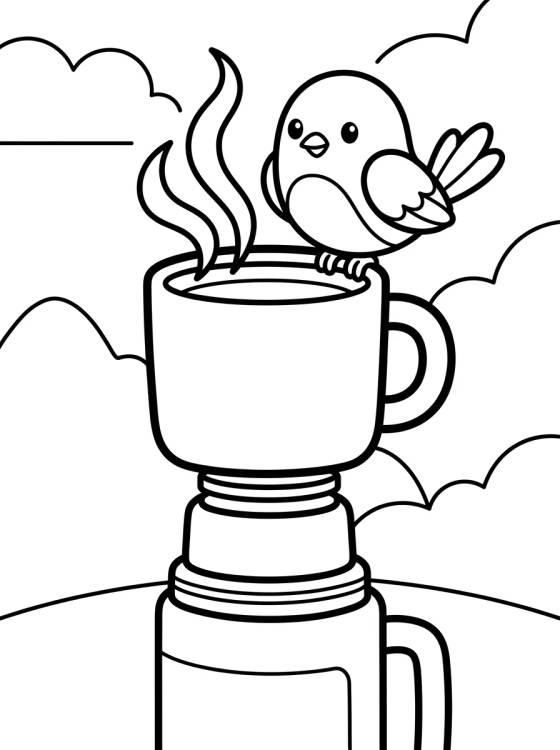 Desenho de Passarinho no Lanche do Acampamento para colorir e imprimir grátis