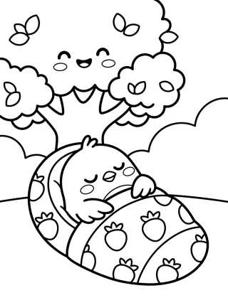 Desenho de Passarinho no Saco de Dormir para colorir e imprimir grátis
