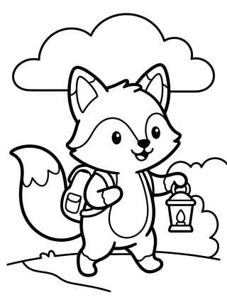 Desenho de Raposinha Exploradora com Lanterna para colorir e imprimir grátis