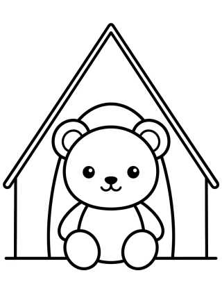 Ursinho Fofo na Barraca para colorir Desenho de Ursinho Fofo na Barraca para colorir e imprimir grátis