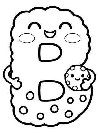 Desenho de Letra B de Biscoito Sorridente para colorir e imprimir grátis