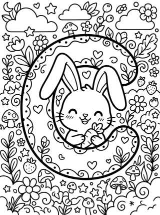 Desenho de Letra C do Coelhinho Alegre para colorir e imprimir grátis