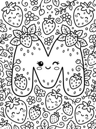 Desenho de Letra M do Moranguinho Doce para colorir e imprimir grátis