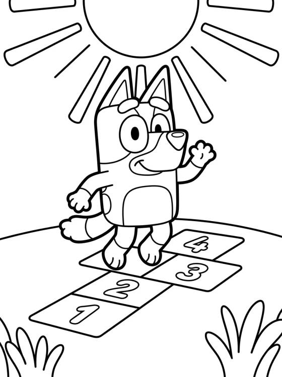 Bingo Brincando de Amarelinha para colorir Desenho de Bingo Brincando de Amarelinha para colorir e imprimir grátis