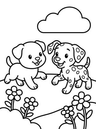 Desenho de Bingo e Chloe Brincando para colorir e imprimir grátis