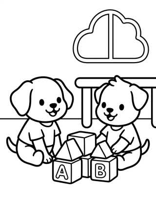 Desenho de Rusty e Indy na Escola para colorir e imprimir grátis