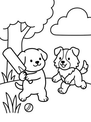 Rusty e Mackenzie Jogando Cricket para colorir Desenho de Rusty e Mackenzie Jogando Cricket para colorir e imprimir grátis