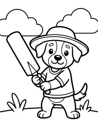 Desenho de Rusty jogando Cricket para colorir e imprimir grátis