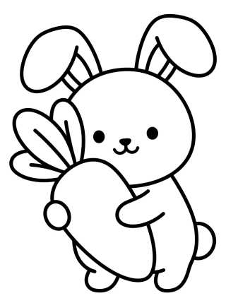 Desenho de Coelhinho Fofo com Cenoura para colorir e imprimir grátis