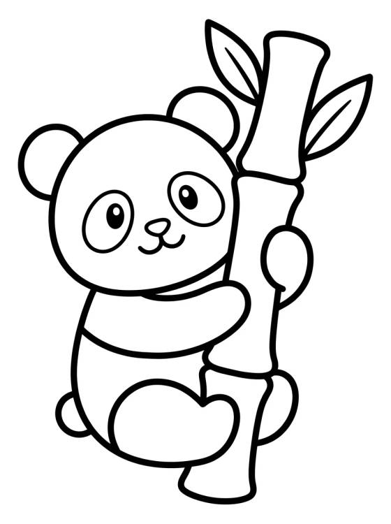 Desenho de Panda Fofo Abraçando Bambu para colorir e imprimir grátis