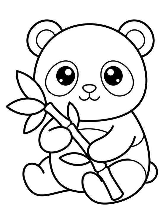 Panda Fofo com Bambu para colorir Desenho de Panda Fofo com Bambu para colorir e imprimir grátis