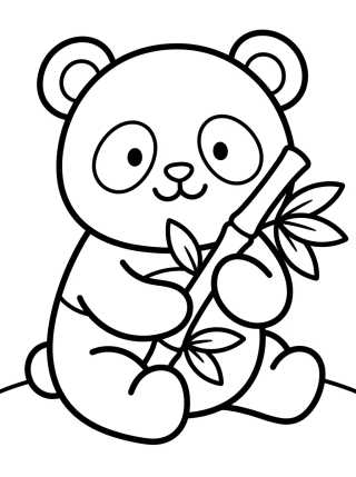 Pandinha Fofo Comendo Bambu para colorir Desenho de Pandinha Fofo Comendo Bambu para colorir e imprimir grátis