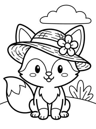 Desenho de Raposinha de Chapéu de Palha para colorir e imprimir grátis