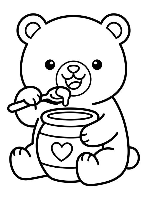 Ursinho Fofo Comendo Mel para colorir Desenho de Ursinho Fofo Comendo Mel para colorir e imprimir grátis