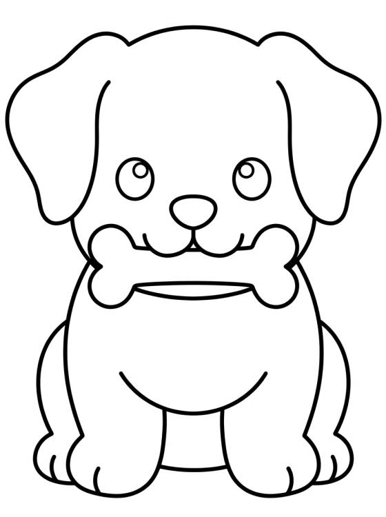 Desenho de Cachorrinho Fofo com Ossinho para colorir e imprimir grátis
