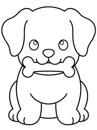 Cachorrinho Fofo com Ossinho para colorir Desenho de Cachorrinho Fofo com Ossinho para colorir e imprimir grátis