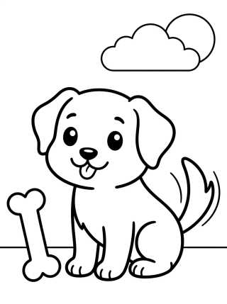 Desenho de Cachorrinho Fofo Sorrindo para colorir e imprimir grátis