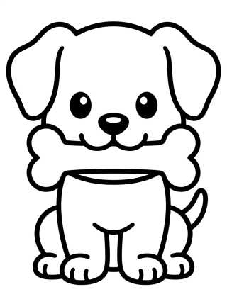 Cãozinho Fofinho com Osso para colorir Desenho de Cãozinho Fofinho com Osso para colorir e imprimir grátis