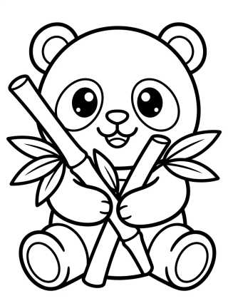 Ursinho Panda Comendo Bambu para colorir Desenho de Ursinho Panda Comendo Bambu para colorir e imprimir grátis