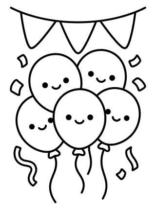 Balões e Bexigas de Festa para colorir Desenho de Balões e Bexigas de Festa para colorir e imprimir grátis