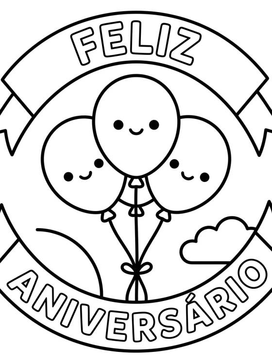 Desenho de Balões e Festões de Aniversário para colorir e imprimir grátis