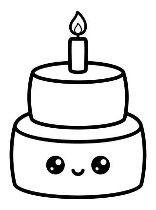 Coleção de desenhos para colorir: Festa de Aniversário Kawaii