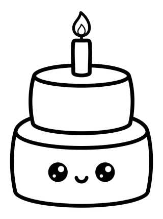 Bolo de Aniversário Fofinho com Velinha para colorir Desenho de Bolo de Aniversário Fofinho com Velinha para colorir e imprimir grátis