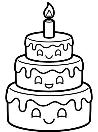 Coleção de desenhos para colorir: Aniversário Infantil Fofo