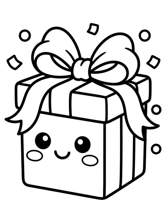 Desenho de Caixa de Presente Kawaii para colorir e imprimir grátis