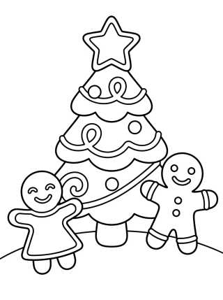 Árvore de Natal de Biscoito Gingerbread para colorir Desenho de Árvore de Natal de Biscoito Gingerbread para colorir e imprimir grátis