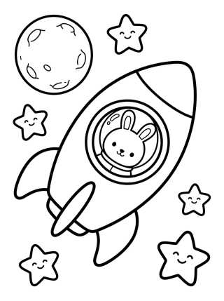Coelhinho Astronauta no Foguete para colorir Desenho de Coelhinho Astronauta no Foguete para colorir e imprimir grátis